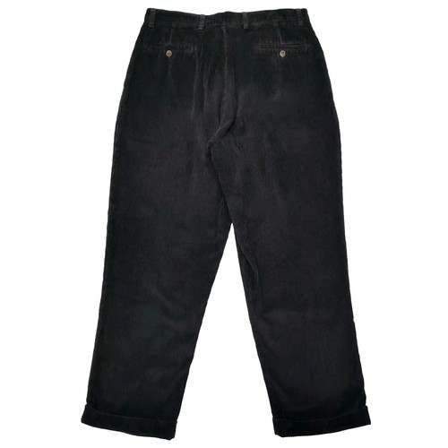 Corduroy Pants Loose Fit Black Cuffed Wide Wale Vintage 80's 90's Size W36 L30 - Picture 4 of 7