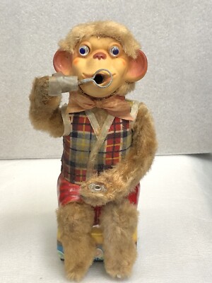 RARE 1950s Bubble Blowing Monkey Tin Toy w/ Original Box **Not