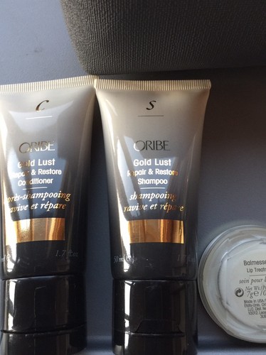 ORIBE GOLD LUST REPAIR & RESTORE SHAMPOO & CONDITIONER 1.7OZ Lip Treatment & Bag - Picture 2 of 9