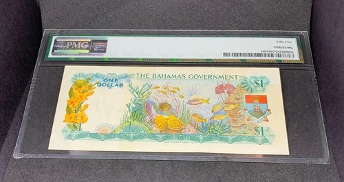 PMG Graded Bahamas, Government Of The Bahamas P18b 1965 $1 Banknote 55 Au - Picture 6 of 6