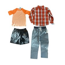 Boys Clothing Lot of 4 Items Button Down T Shirt Shorts Pants NWT Size XS 4/5