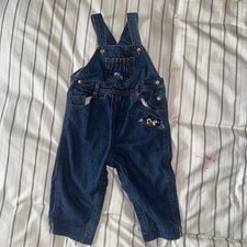 Vintage Disney Baby Mickey Mouse Denim Bib Overalls Size 18 Months