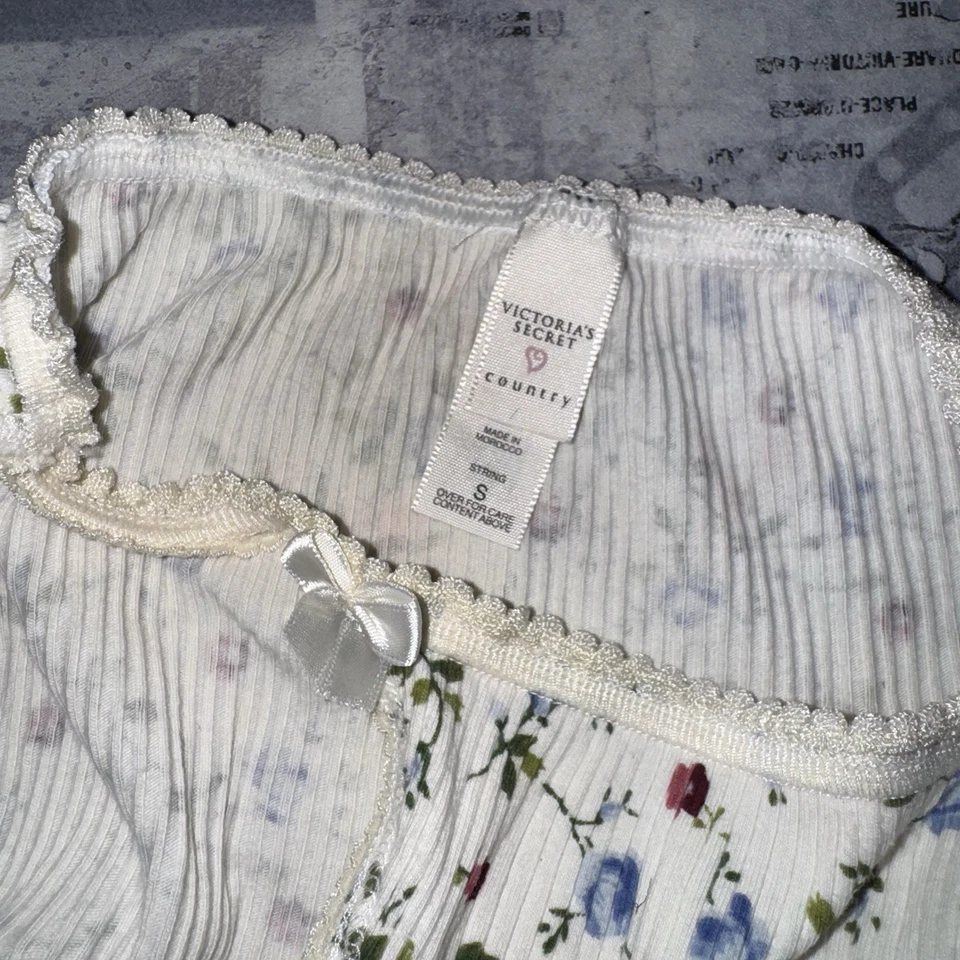 Bikini vintage 1997 Victoria's Secret Country corte alto algodón brote encaje S Foto 2 de 3