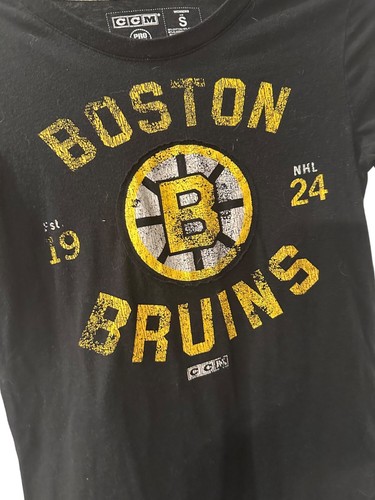 Boston Bruins CCM Womens Short Sleeve Black T-Shirt NHL 1924 Logo Graphic Size S - Picture 5 of 6