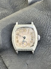 Elgin Vintage 1929 Art Deco Watch Engraved Silver Tone Case Antique Parts Repair