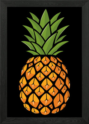 Orange Ananas Frucht Illustration gerahmtes Wandbild Poster Leinwanddruck Bild