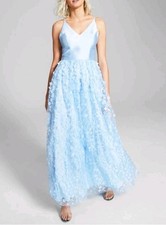 BCX Juniors Light Blue Sleeveless 3D Flowers Gown, Size 3. Pre-owned