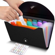 13 Pockets Receipt Coupon Organizer, A6 Size Small Accordion File Organizer w...