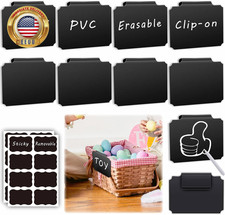 27-Piece Set of Basket Labels Clip on for Storage Bins: 10 Erasable Plastic Kitc