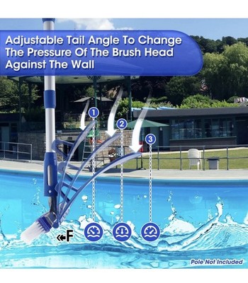 Pool Brush with Brush Tail for Cleaning Pool Walls Using Water Pressure