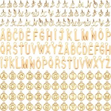 156Pcs Alphabet Letter Charms A-Z with 200 Jump Rings for DIY Jewelry Making