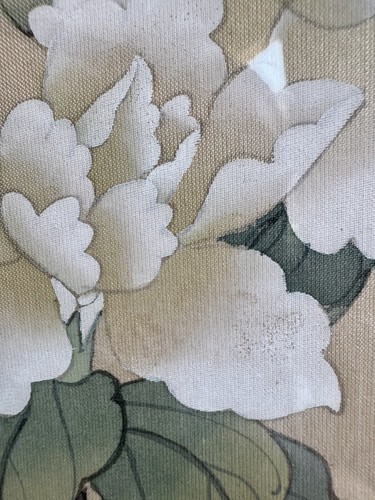 2 Vintage Chinese Watercolor Paintings On Silk MCM Bamboo Frames Botanical Pair - Picture 16 of 18