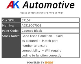 Mercedes A B Class W176 W246 11-18 Engine ECU 2.1 Diesel CDI A6519007003