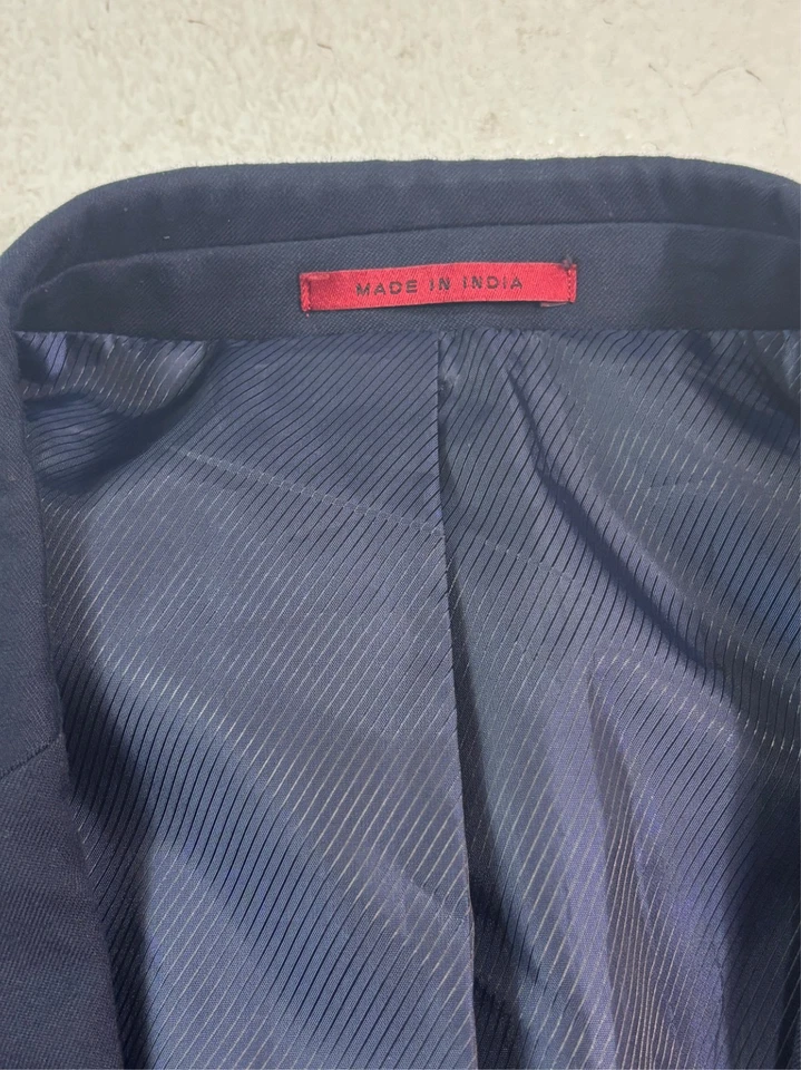 Traje Pantalón Alfani 44L 38x32 Azul Marino 2 piezas Elastizado Reciente Moderno Dos Botones Foto 3 de 4