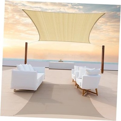 8' x 10' Beige Sun Shade Sail Rectangle Canopy - UV Block & Water Permeable, 