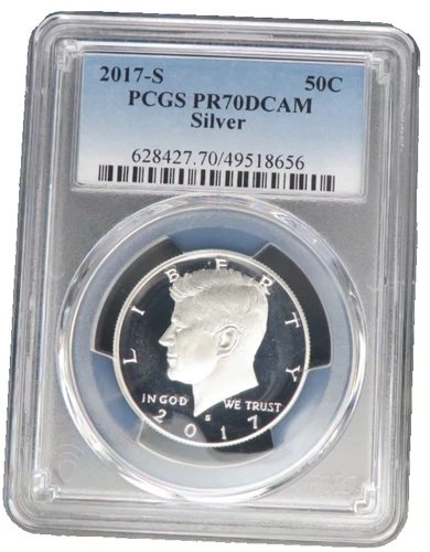 PERFECT 2017 S SILVER  KENNEDY PCGS  PR 70 DCAM LOW MINTAGE LOW POP BLUE LABEL