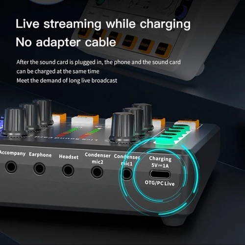 M8 Sound Card Live Broadcast Audio Interface Podcasting Device Caster with7498 - Photo 4/6
