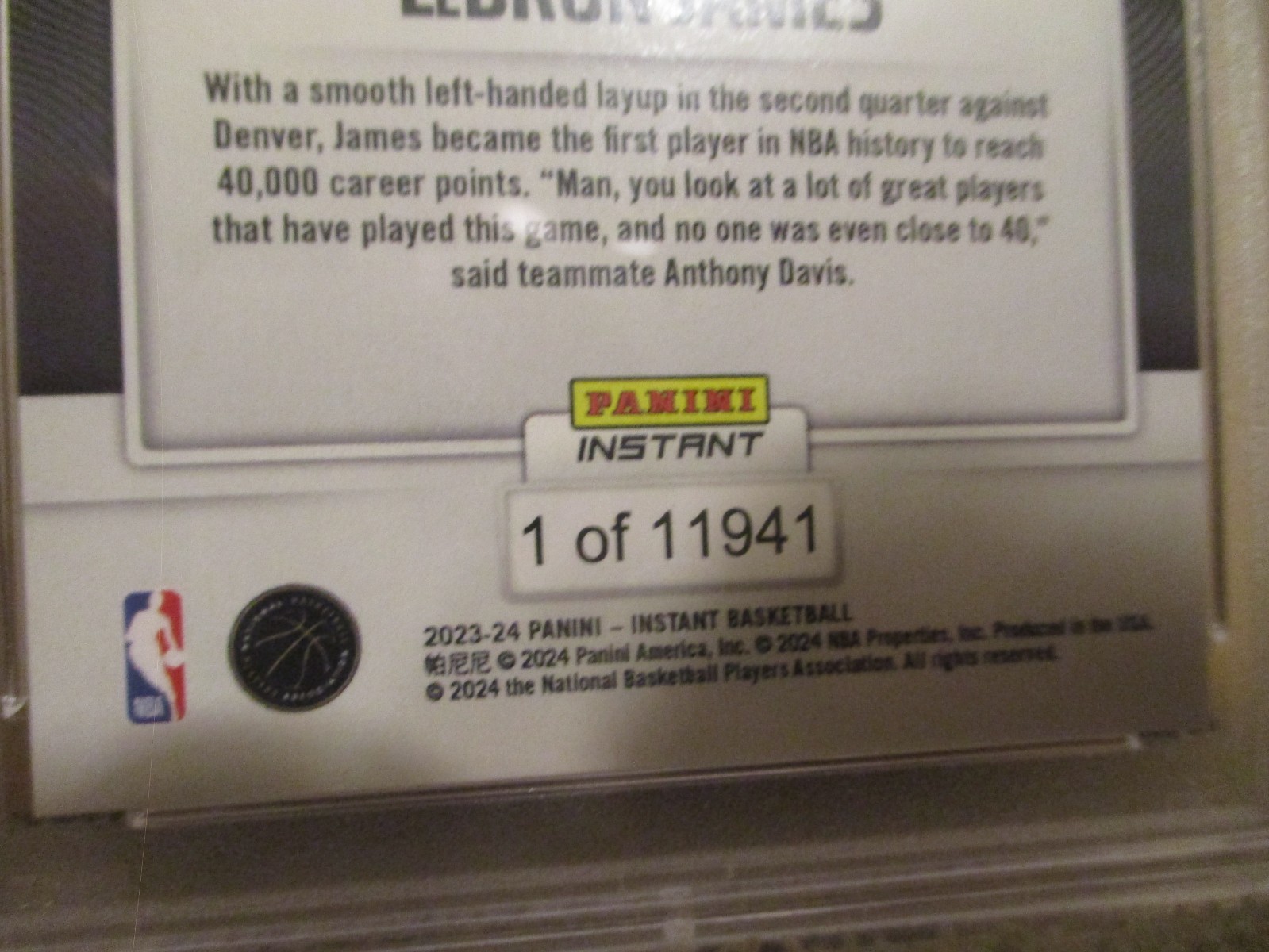 2023-24 PANINI INSTANT LEBRON JAMES #391 ALL TIME SCORING LEADER PSA 10 GEM MINT view 15