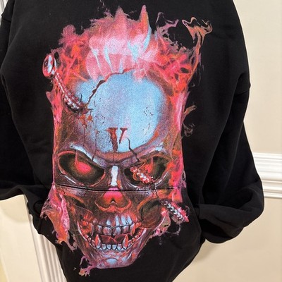 Authentic VLone Hoodie Red Skull On Front V Logo On Back Inside Tag Authentic