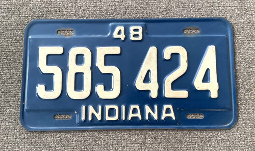 RARE 1948 INDIANA LICENSE PLATE BEAUTIFUL ORIGINAL PAINT WOW CHEVY FORD DODGE