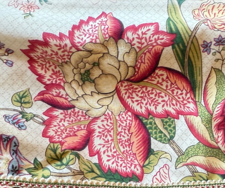 4 Tonos Romanos Vintage - Otomana de Algodón Verde con Borla Top Floral ZZ652 Foto 4 de 4