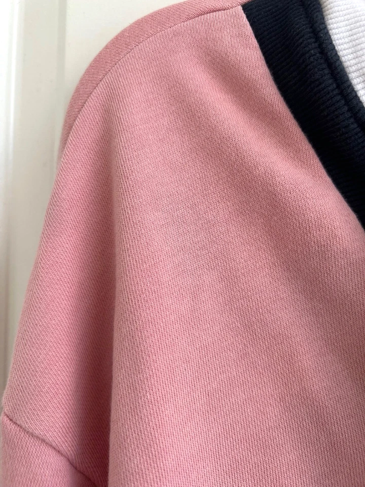 Tommy Jeans Hoodie Rose Pink Dress Women’s Large V-Neck Long Sleeve Cotton Blend - Image 4 of 4