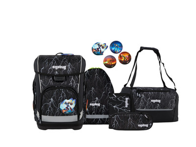 Ergobag Schulranzen-Set CUBO LIGHT Super ReflektBär 6-teilig, 25/26