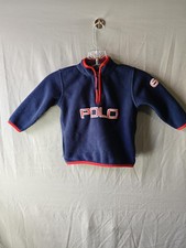 Polo Ralph Lauren Fleece Pullover 24M Toddler Jacket Sweatshirt Red Trim Navy Bl