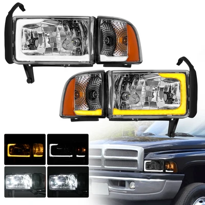 Faros Delanteros Con DRL Y Luz De Esquina Para Dodge Ram 1994-2001 – LEDKINGDOMUS