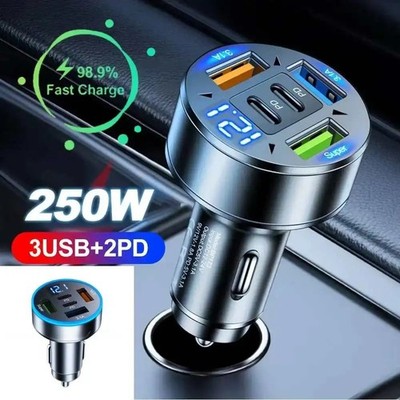 5-Port 65W USB Car Charger Type C Car Charger Fast Charging PD QC3.0 Phone Charg