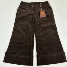 Neeso Premium Pant Junior Size 9 Brown Corduroy Wide Flare Deep Cuff Accent NWT