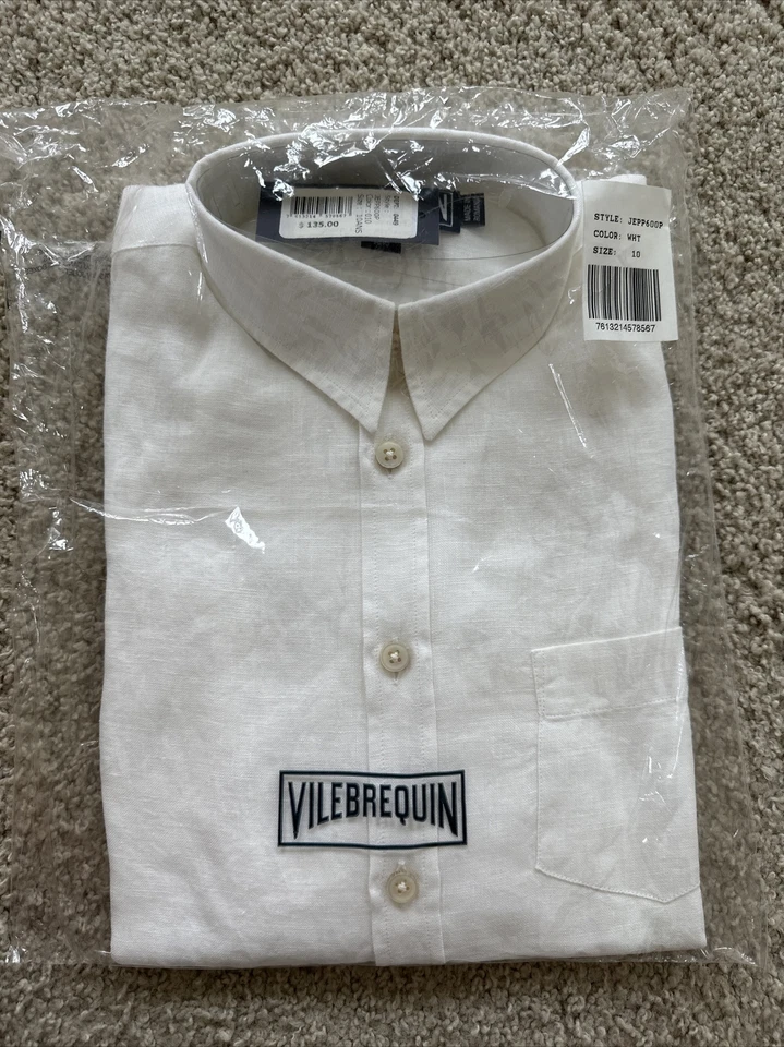 NWT Authentic Vilebrequin Long Sleeve Shirt -100% Linen - BOYS - 8 Years - WHITE - Image 3 of 4