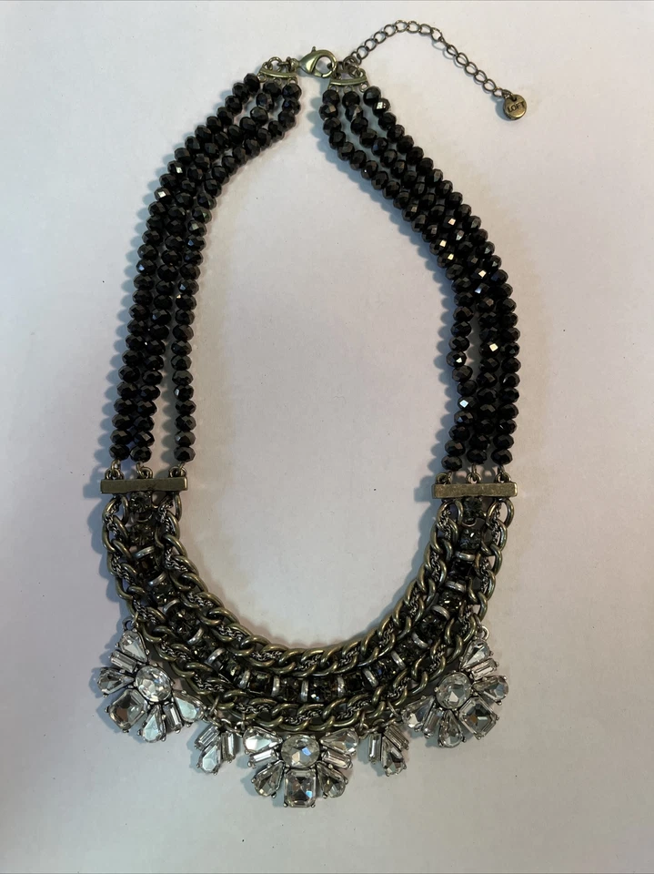 ANN TAYLOR LOFT Multi-chain  RHINESTONE CRYSTAL NECKLACE - Image 2 of 4