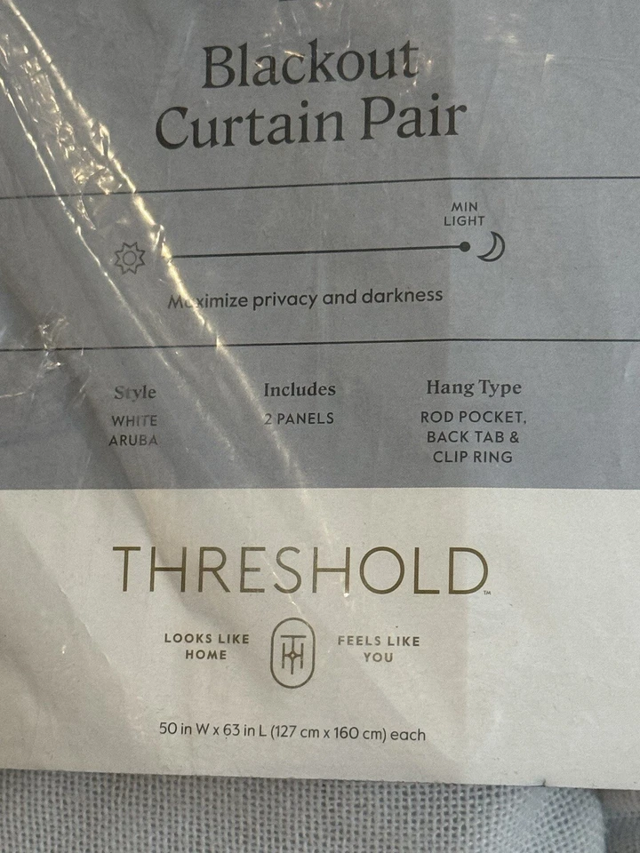 Juego de 2 paneles oscuros Umbral blanco (crema) Aruba 50" W x 63” L caja abierta Foto 4 de 4