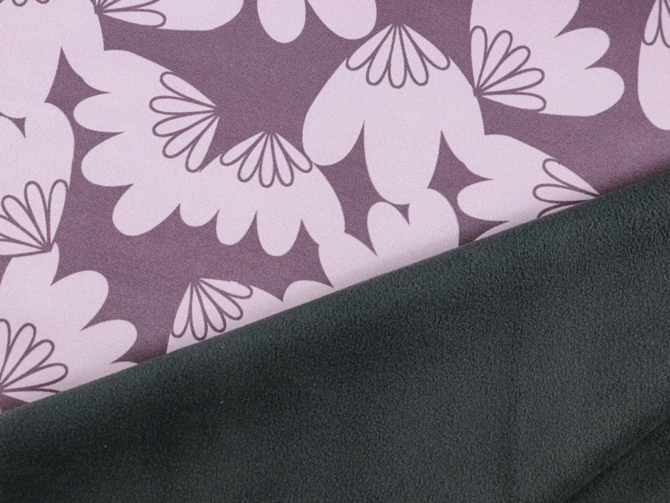 SOFTSHELL Stoff Outdoorstoff winddicht Blüten Retro auf BEERE EUR 15,98/m - Bild 3 von 3