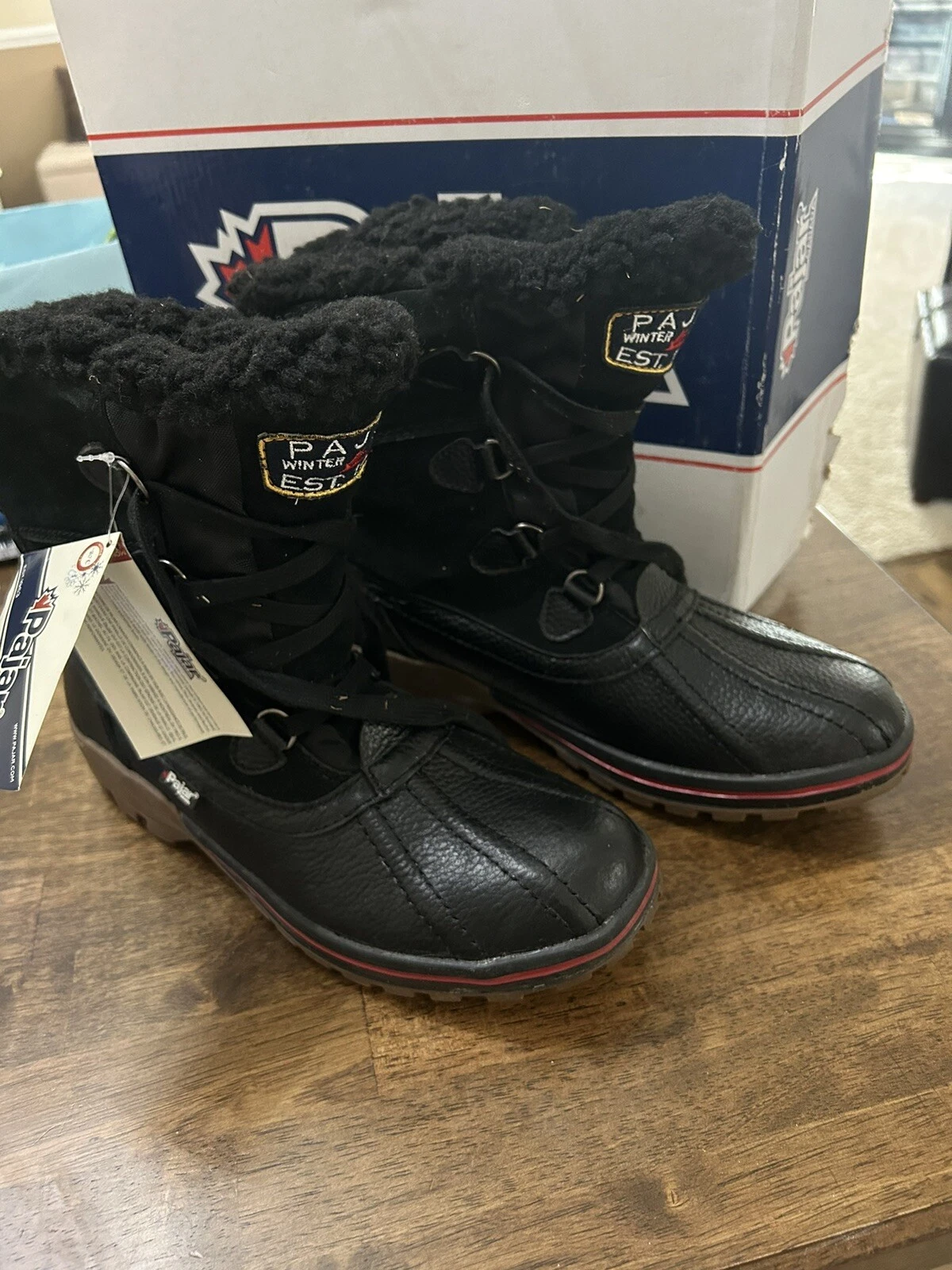 Pajar Banff 2 Men's Black Winter Weather Snow Boots Suede Nylon Size 42 9-9.5