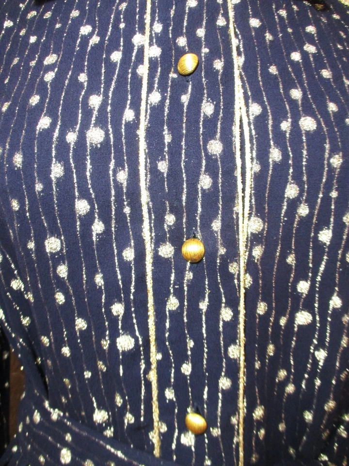 Винтажная рубашка платье темно-синий металлик золото большой женщин Porter's Madison Avenue - Изображение 4 из 4