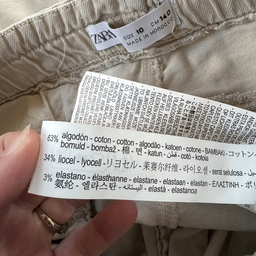 Zara Boys Cotton Trousers Beige Pants Size 10 Slim Skinny Tie Church School - Picture 5 of 6