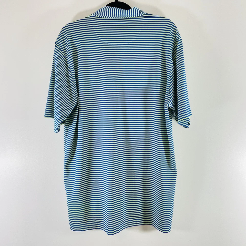 Polo de golf Donald Ross para hombre L azul verde rendimiento bordado a rayas Foto 4 de 4