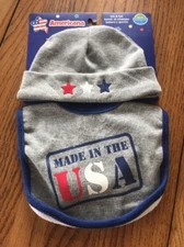 Neat Solutions Cute Americana Baby Hat And Bib Set NWT Ships N 24h