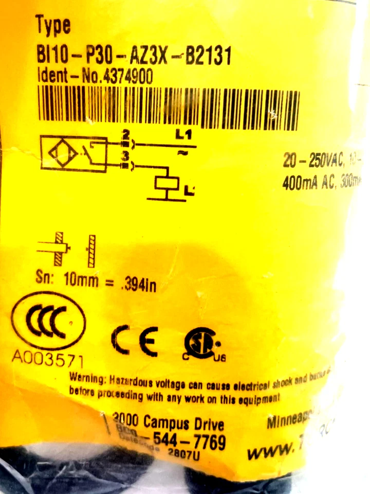 NEW TURCK BI10-P30-AZ3X-B2131 INDUCTIVE SENSOR 4374900 BI10P30AZ3XB2131 - Image 3 of 3