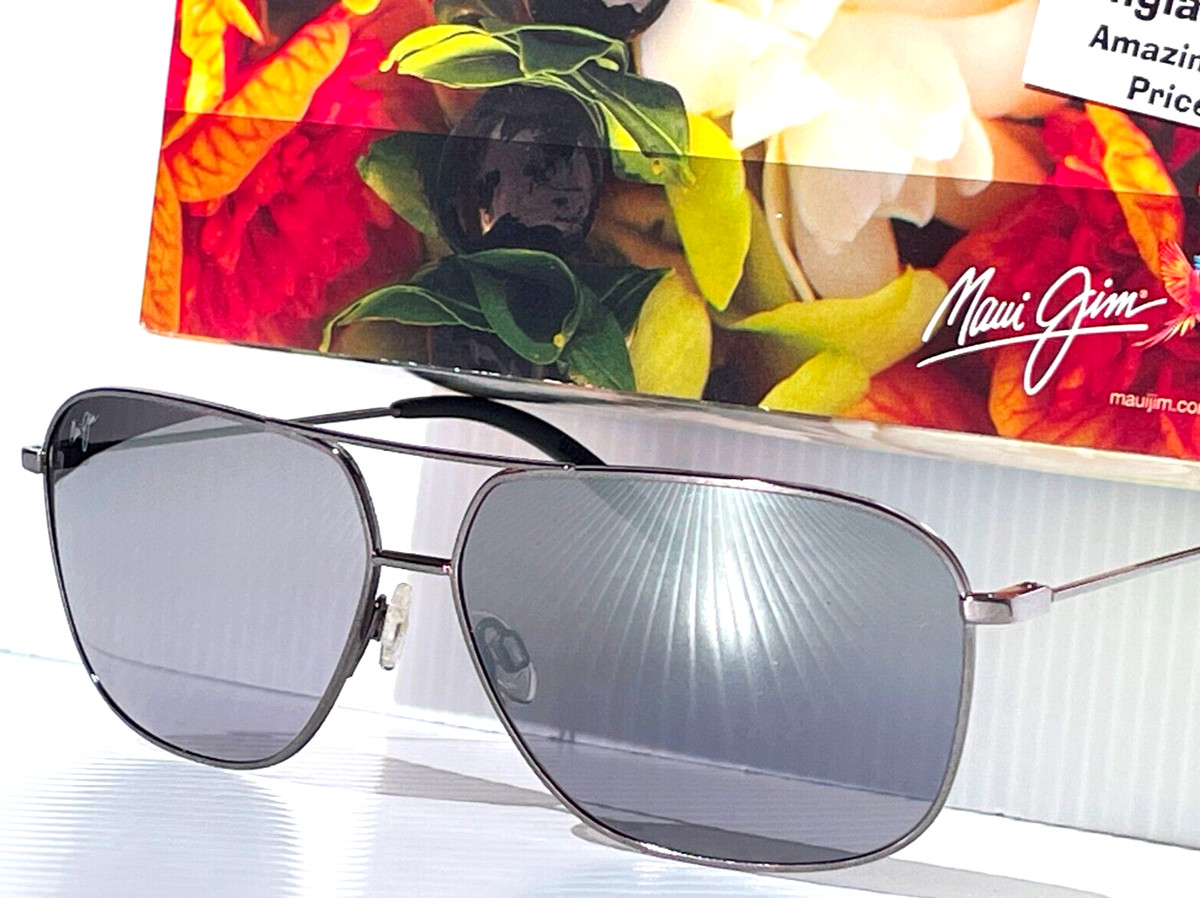 Maui Jim KAMI Gunmetal Silver POLARIZED Silver GLASS Lens Sunglass DSB778-02D