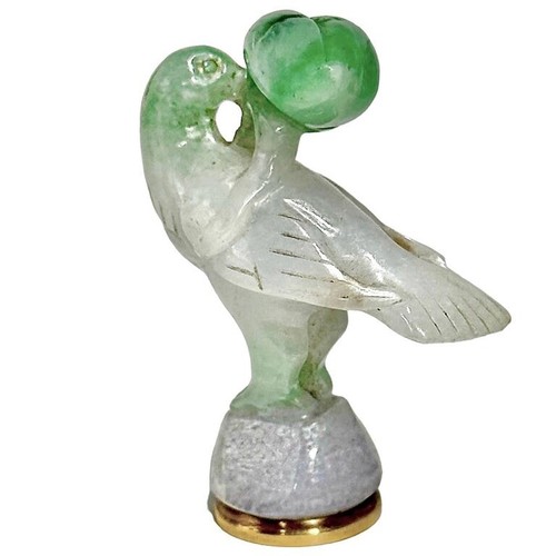 Vintage 18K Yellow Gold Wax Seal with Hand Carved Jade Bird Handle - Picture 4 of 9