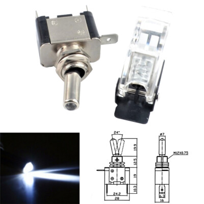White 12V 20A LED Light Clear Toggle Switch Cover ON/OFF Car Truck Lights