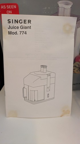 Singer Juice Giant JUICER Extractor White w/ Box Manual Model 774 Fruit Veggie - Picture 2 of 15