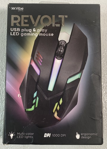Vibe Gaming Revolt USB Plug & Play LED Gaming Mouse NEW - 第 1/12 張圖片