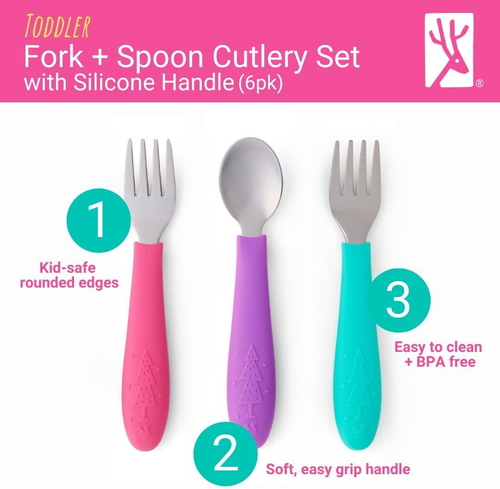 Kids Silverware with Silicone Handle | Childrens Safe Flatware | Toddler Uten... - Picture 9 of 12