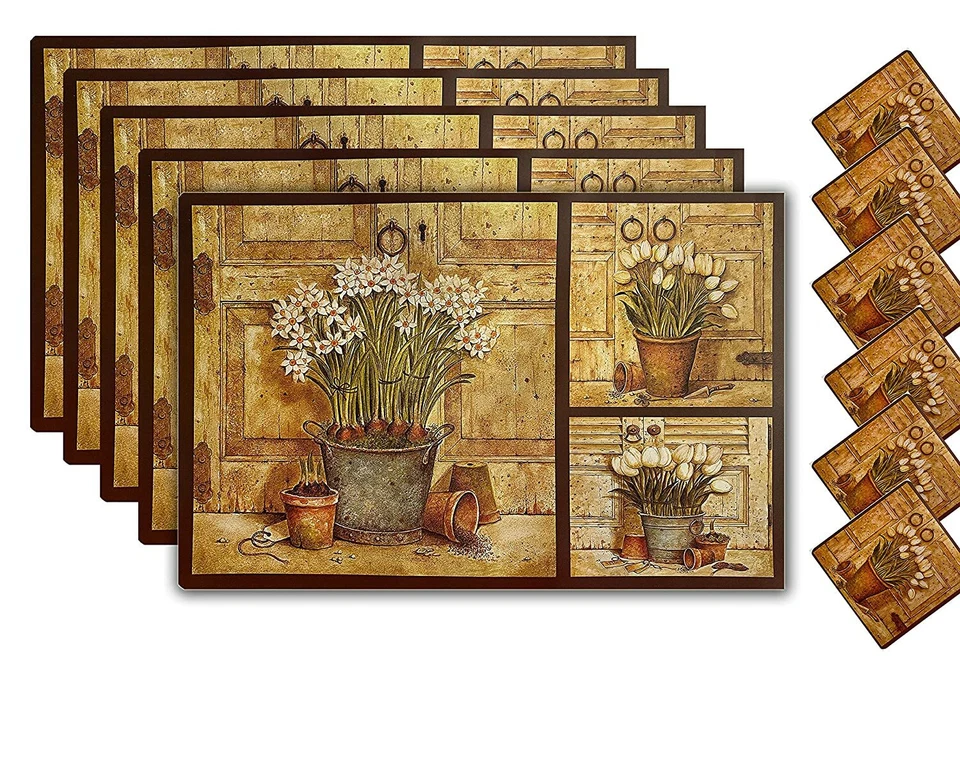 PVC Water Resistance Table mats for 6 Seater Elegant Dining Table with 6 - Image 2 of 4