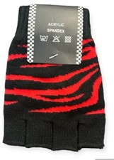 RED ZEBRA ANIMAL PRINT FINGERLESS GLOVES KNIT SAFARI ANIMALPRINT -NEW