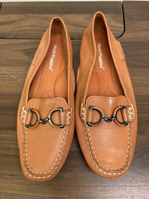 Hush Puppies Molly Snaffle MEMORY FOAM Womens Leather Tan Loafer Size 10